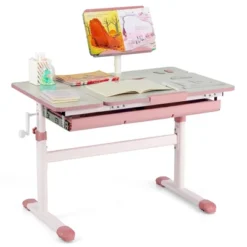 Costway Height-Adjustable Kids Desk Children Study Table With Tilt Desktop & Book Stand Blue/Pink -Home Decoration Store GUEST 679369a8 b887 4606 bd81 ed9d082f3105