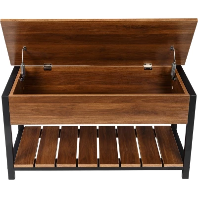 Honey-Can-Do Shoe Storage Bench Walnut 3 Honey-Can-Do Shoe Storage Bench Walnut - Image 3