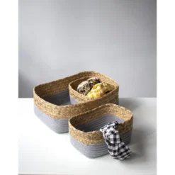 Set Of 3 Grey Dalton Organizer Baskets - Gray - Shiraleah -Home Decoration Store GUEST 68f1292d afd2 444a 913b e3c27fa4d969
