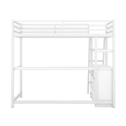 Twin Size Metal Loft Bed With Desk, Shelves And Two Built-in Drawers - ModernLuxe -Home Decoration Store GUEST 69138d62 02de 4bed a209 1424b3cded3a