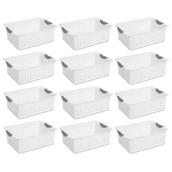 Sterilite Ultra Ventilated Open Top Plastic Storage Organizer Basket With Gray Contoured Carrying Handles -Home Decoration Store GUEST 696b89d2 47d6 4035 9db0 4e498d412d63
