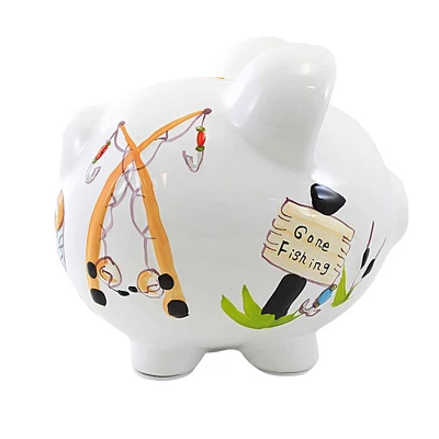 Bank Gone Fishing Pig Bank - One Bank 7.75 Inches - Net Rod Reel Save - 36870 - Ceramic - Multicolored 1 Bank Gone Fishing Pig Bank - One Bank 7.75 Inches - Net Rod Reel Save - 36870 - Ceramic - Multicolored