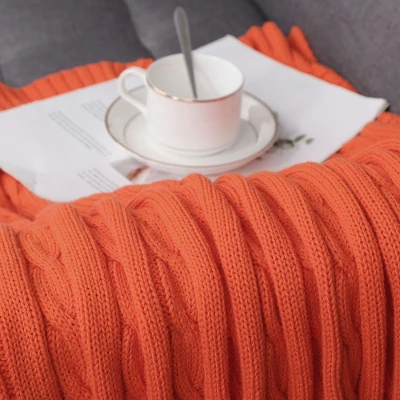 PiccoCasa Soft 100% Cotton Knitted Lightweight Cable Bed Home Decorative Blanket 5 PiccoCasa Soft 100% Cotton Knitted Lightweight Cable Bed Home Decorative Blanket - Image 5