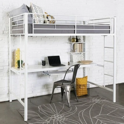 Twin Analise Metal Loft Bed With Wood Desk - Saracina Home 1 Twin Analise Metal Loft Bed With Wood Desk - Saracina Home