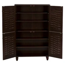 Winda Modern And Contemporary 4-Door Wooden Entryway Shoes Storage Cabinet - Dark Brown - Baxton Studio -Home Decoration Store GUEST 736124cb 6f87 4fdb b79a 5da557881e74
