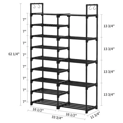 WOWLIVE 9-Tier Large Stackable Metal Shoe Rack Shelf Storage Tower Unit Cabinet Organizer For Closets, Fits 30 To 35 Pairs, Black 4 WOWLIVE 9-Tier Large Stackable Metal Shoe Rack Shelf Storage Tower Unit Cabinet Organizer For Closets, Fits 30 To 35 Pairs, Black - Image 4
