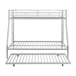 Twin Over Full Steel Bunk Bed With Twin Size Trundle Bed And Two-Side Ladders-ModernLuxe -Home Decoration Store GUEST 750685fa e5f2 4988 bebd 714172d3081b