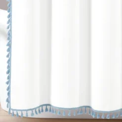 72"x72" Boho Melora Tassel Yarn Dyed Eco-Friendly Recycled Cotton Shower Curtain Blue - Lush Décor -Home Decoration Store GUEST 75119cec 98f2 41c6 a803 73b935cbcb6c