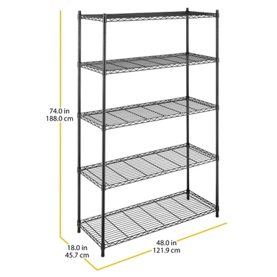 Whitmor 5 Tier Supreme Shelving Black 1 Whitmor 5 Tier Supreme Shelving Black