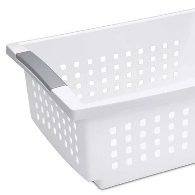 Sterilite Medium Sized Stackable Storage Bin And Organization Basket With Flip Down Accent Rails For Home And Household Organization, White (30 Pack) 2 Sterilite Medium Sized Stackable Storage Bin And Organization Basket With Flip Down Accent Rails For Home And Household Organization, White (30 Pack) - Image 2