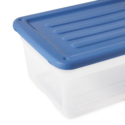 Gracious Living DLC6 1.5 Gallon Clear Plastic Storage Bin Container With Stylish Sky Blue Snap On Locking Lid 4 Gracious Living DLC6 1.5 Gallon Clear Plastic Storage Bin Container With Stylish Sky Blue Snap On Locking Lid - Image 4