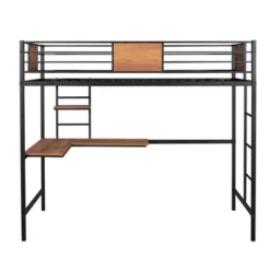 Twin Metal Loft Bed With Desk And Shelve - ModernLuxe -Home Decoration Store GUEST 76c35cb6 2e03 40d5 b191 6609967a141e