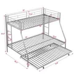 Twin Over Full Steel Bunk Bed With Twin Size Trundle Bed And Two-Side Ladders-ModernLuxe -Home Decoration Store GUEST 77554a36 521f 4f07 8289 f879426f5283