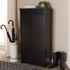 Bienna Modern And Contemporary Finished Shoe Cabinet Dark Brown - Baxton Studio -Home Decoration Store GUEST 78178a4c f5c0 4d3a a243 efa028399c1f