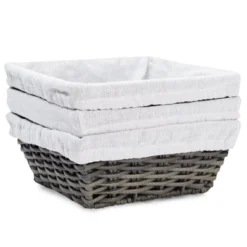 Farmlyn Creek 3-Pack Square Wicker Storage Baskets With Liners With Cloth Lining For Organizing Pantry Shelves, Bathroom, Laundry Room, Closet, 9x4 In -Home Decoration Store GUEST 781ef849 4133 4655 8170 d97ee8a53ecc