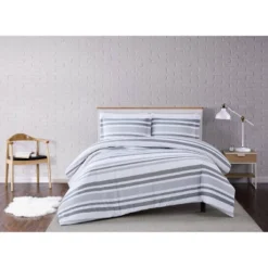 Curtis Stripe Duvet Cover Set White/Gray - Truly Soft -Home Decoration Store GUEST 797f995a 9978 498c 8bb4 1287fbb68714