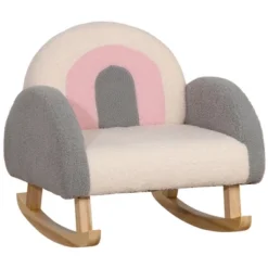 Qaba Kids Sofa, Rocking Toddler Sofa Chair With Solid Wooden Frame, Faux Lamb Fleece Fabric For Nursery, Kindergarten, Playroom, Bedroom -Home Decoration Store GUEST 798ee29a 0be1 45a0 9b95 29078c1fed5a