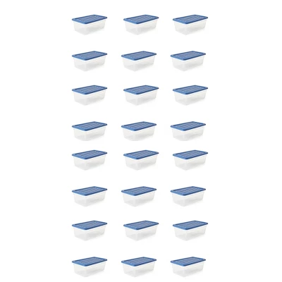 Gracious Living DLC6 1.5 Gallon Clear Plastic Storage Bin Container With Stylish Sky Blue Snap On Locking Lid 6 Gracious Living DLC6 1.5 Gallon Clear Plastic Storage Bin Container With Stylish Sky Blue Snap On Locking Lid - Image 6