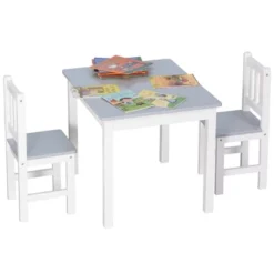 Qaba Kids Table And Chair Set For Arts, Meals, Lightweight Wooden Homework Activity Center, Toddlers Age 3+, Gray -Home Decoration Store GUEST 7c74a271 cb7f 457a 8bcc 9ea51bda1c5b