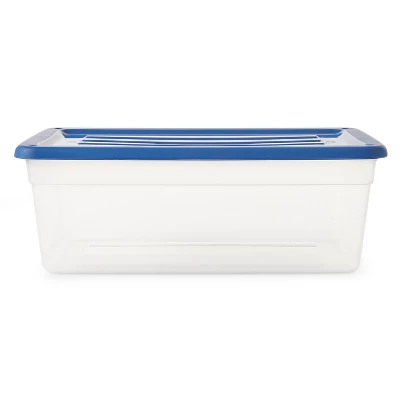 Gracious Living DLC6 1.5 Gallon Clear Plastic Storage Bin Container With Stylish Sky Blue Snap On Locking Lid 3 Gracious Living DLC6 1.5 Gallon Clear Plastic Storage Bin Container With Stylish Sky Blue Snap On Locking Lid - Image 3