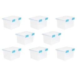 Sterilite 32 Quart Stackable Clear Plastic Storage Tote Container With Blue Gasket Latching Lid For Home And Office Organization, Clear -Home Decoration Store GUEST 7ec27af3 23b9 4d45 8a87 62318e859ff7