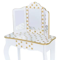 Fashion Polka Dot Gisele Play Vanity Set With Led Mirror White/Gold - Teamson Kids -Home Decoration Store GUEST 7f0465b5 7e31 4824 94e3 6c7674369f78