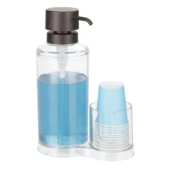 MDesign Modern Plastic Mouthwash Pump Caddy And Disposable Cup Holder -Home Decoration Store GUEST 81189e34 c273 4231 8d8b 62d60f5fe355