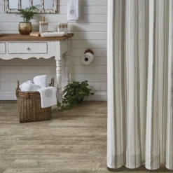 Split P Larkin Stripe Tan Shower Curtain 72" X 72"