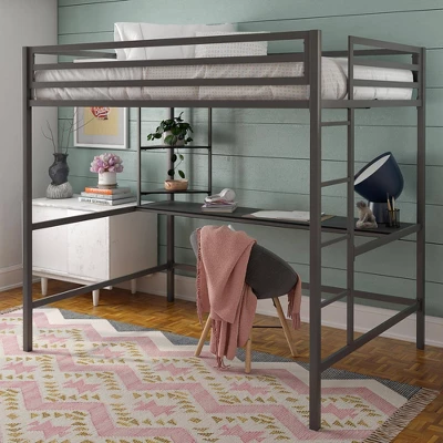 Full Maxwell Metal Loft Bed With Desk & Shelves - Novogratz 7 Full Maxwell Metal Loft Bed With Desk & Shelves - Novogratz - Image 7