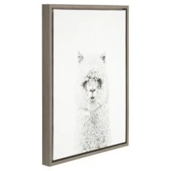 24" X 18" Hairy Alpaca Framed Canvas Art - Uniek