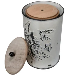 Set Of 3 Cream And Gray Floral Metal Decorative Storage Canisters - Foreside Home & Garden -Home Decoration Store GUEST 837173fa b544 4ec5 a26f 4441d869ff49