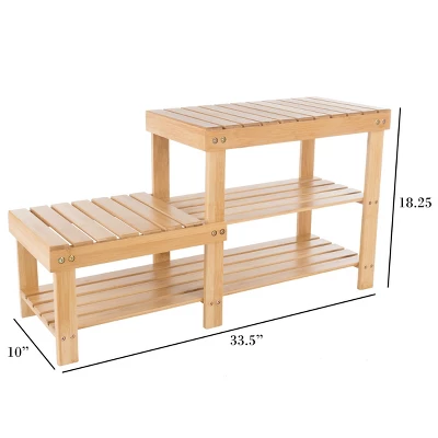 Hastings Home 2-Tier Bamboo Shoe Rack And Bench 2 Hastings Home 2-Tier Bamboo Shoe Rack And Bench - Image 2