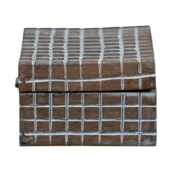 Handcarved Plaid 6x4" Lidded Decorative Wood Storage Box - Foreside Home & Garden -Home Decoration Store GUEST 84a00bcf d80a 405d a1c6 4a7cdb430bb4