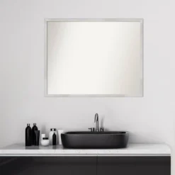 30" X 24" Non-Beveled Svelte Silver Wood Bathroom Wall Mirror - Amanti Art -Home Decoration Store GUEST 85351177 296f 4db7 9e79 5672f0f987f9