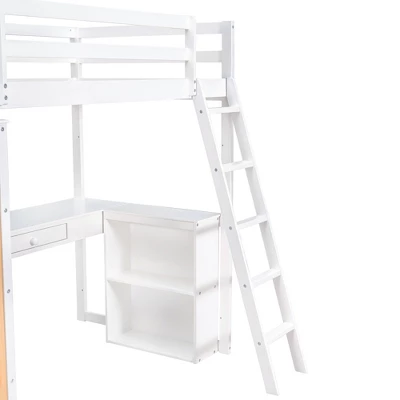 Loft Bed With Ladder, Shelves, And Desk - ModernLuxe 9 Loft Bed With Ladder, Shelves, And Desk - ModernLuxe - Image 9