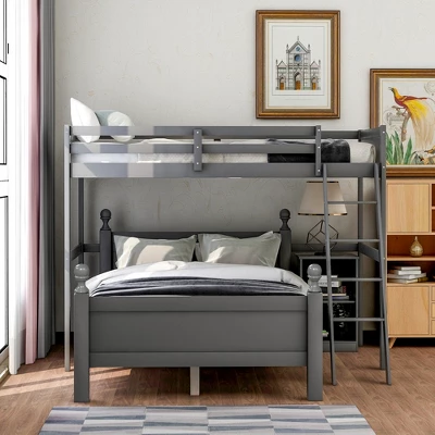 Twin Over Full Loft Bed With Cabinet - ModernLuxe 2 Twin Over Full Loft Bed With Cabinet - ModernLuxe - Image 2