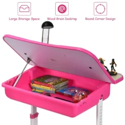 Costway Adjustable Children Study Desk Chair Set W/Winged Backrest Pink -Home Decoration Store GUEST 88c8b3d2 c5c1 4427 9ae1 f17aa08aa3d4