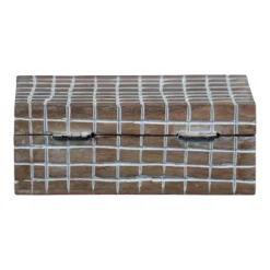 Handcarved Plaid 6x4" Lidded Decorative Wood Storage Box - Foreside Home & Garden -Home Decoration Store GUEST 88f7bfe8 021a 4d94 9249 ca55c0b7125a
