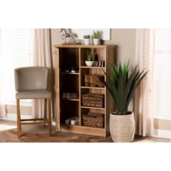 1 Door Eren Farmhouse Natural Wood Shoe Cabinet Brown - Baxton Studio -Home Decoration Store GUEST 890a213c 7787 4ccf 9663 50092dabcaaf