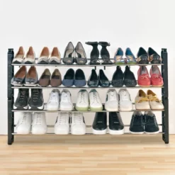 Seville Classics 4 Tier Expandable Stackable 20 Pair Shoe Rack Organizer 24 Seville Classics 4 Tier Expandable Stackable 20 Pair Shoe Rack Organizer -Home Decoration Store GUEST 899df8a2 5374 4395 a221 913ce66cade1