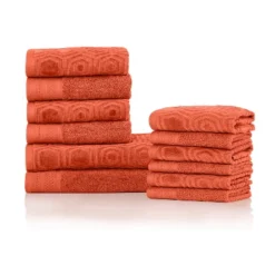 Modern Combed Cotton Honeycomb Jacquard And Solid Plush Towel Set By Blue Nile Mills -Home Decoration Store GUEST 8b3a9001 9cc6 4a82 9e38 06649b48bc70
