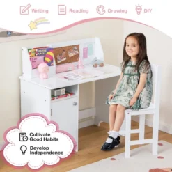 Costway Kids Desk And Chair Set Study Writing Workstation With Bookshelf & Bulletin Board -Home Decoration Store GUEST 8b401a76 fc28 44f9 ad7b cba2ddd1b374
