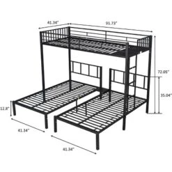 Twin Over Twin Metal Triple Bunk Bed With Ladder-ModernLuxe -Home Decoration Store GUEST 8cda8439 afc6 405e 978f 091dede69175