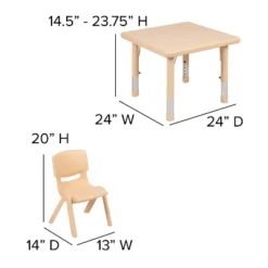 Emma And Oliver 24" Square Plastic Height Adjustable Activity Table Set With 2 Chairs -Home Decoration Store GUEST 8ed71b5b ffc0 4cd2 83c8 4463f30ce647