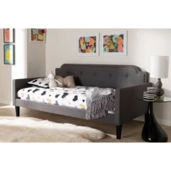 Twin Packer Fabric Upholstered Sofa Daybed Gray - Baxton Studio -Home Decoration Store GUEST 8fd8d878 c33d 4986 a508 b041de2f3ecb
