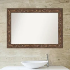 42" X 30" Non-Beveled Bridge Wood Bathroom Wall Mirror Brown - Amanti Art -Home Decoration Store GUEST 94368a27 2bb7 42bd a7a7 84aa540978aa