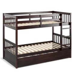 Costway Twin Over Twin Bunk Bed With Twin Trundle Solid Wood Frame Espresso/White 19 Costway Twin Over Twin Bunk Bed With Twin Trundle Solid Wood Frame Espresso/White -Home Decoration Store GUEST 943d3b63 ee0a 4c0d a923 2c54d8d6392d