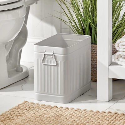 MDesign Metal Rectangle Trash Can Wastebasket, Garbage Bin, Handles 1 MDesign Metal Rectangle Trash Can Wastebasket, Garbage Bin, Handles