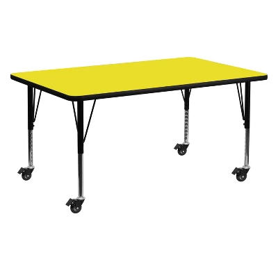Flash Furniture Mobile 24''W X 60''L Rectangular HP Laminate Activity Table - Height Adjustable Short Legs 2 Flash Furniture Mobile 24''W X 60''L Rectangular HP Laminate Activity Table - Height Adjustable Short Legs - Image 2