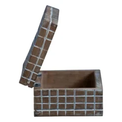 Handcarved Plaid 6x4" Lidded Decorative Wood Storage Box - Foreside Home & Garden -Home Decoration Store GUEST 95ffbdae c69e 467a 9eb6 3fea5386f848